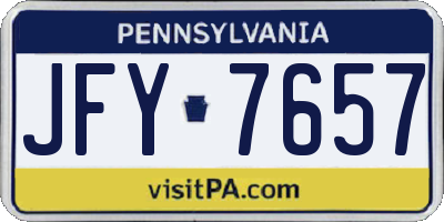 PA license plate JFY7657