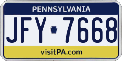 PA license plate JFY7668