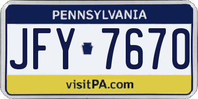 PA license plate JFY7670