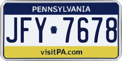 PA license plate JFY7678