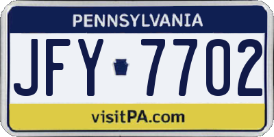 PA license plate JFY7702