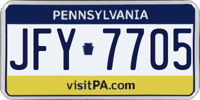 PA license plate JFY7705