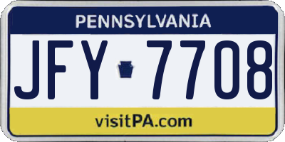 PA license plate JFY7708