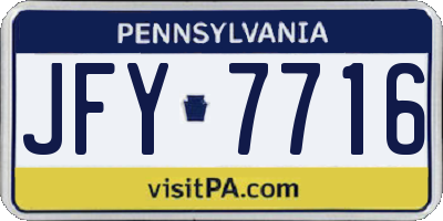 PA license plate JFY7716