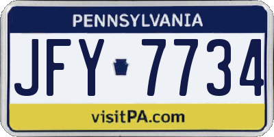 PA license plate JFY7734