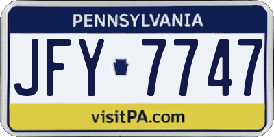 PA license plate JFY7747