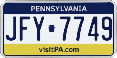 PA license plate JFY7749