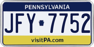PA license plate JFY7752