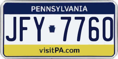 PA license plate JFY7760