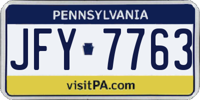 PA license plate JFY7763