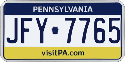 PA license plate JFY7765
