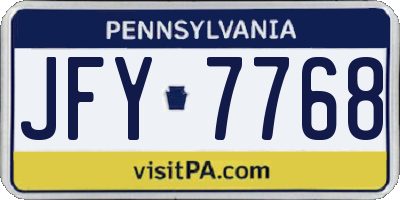 PA license plate JFY7768