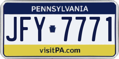 PA license plate JFY7771