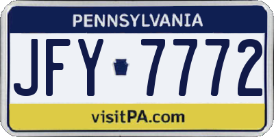 PA license plate JFY7772