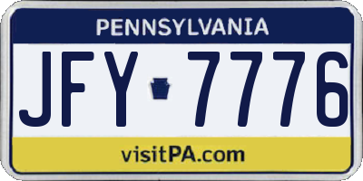 PA license plate JFY7776