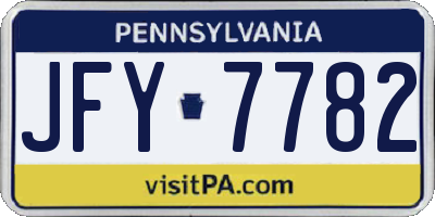 PA license plate JFY7782
