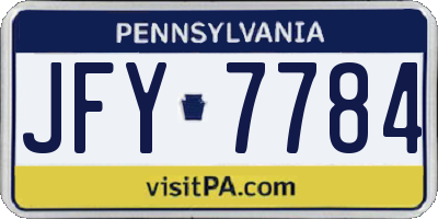 PA license plate JFY7784
