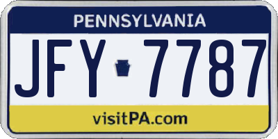PA license plate JFY7787