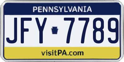 PA license plate JFY7789