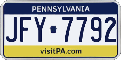 PA license plate JFY7792