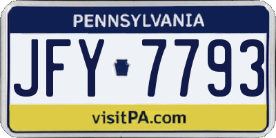 PA license plate JFY7793