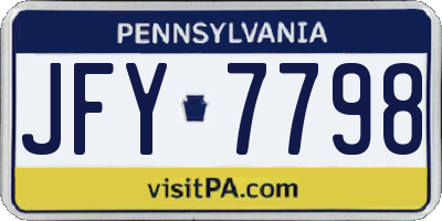 PA license plate JFY7798