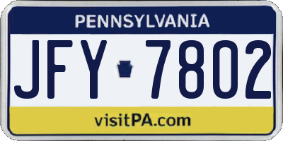 PA license plate JFY7802