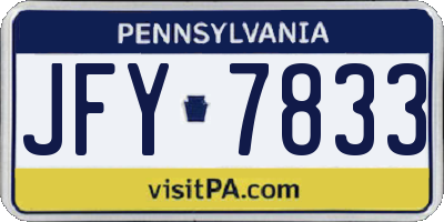 PA license plate JFY7833