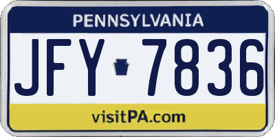 PA license plate JFY7836