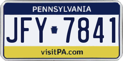 PA license plate JFY7841