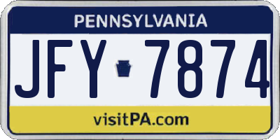 PA license plate JFY7874