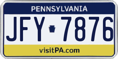 PA license plate JFY7876