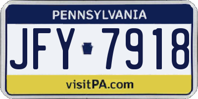 PA license plate JFY7918