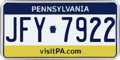 PA license plate JFY7922