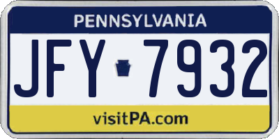 PA license plate JFY7932