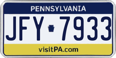 PA license plate JFY7933