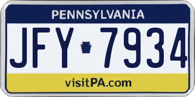 PA license plate JFY7934