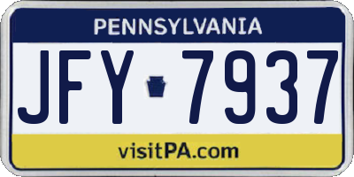 PA license plate JFY7937
