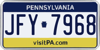 PA license plate JFY7968