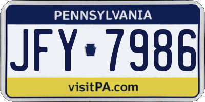 PA license plate JFY7986