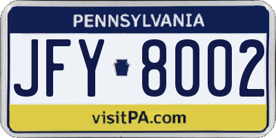 PA license plate JFY8002