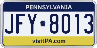 PA license plate JFY8013