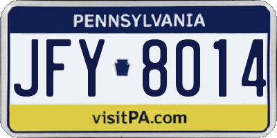 PA license plate JFY8014