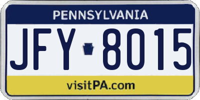 PA license plate JFY8015