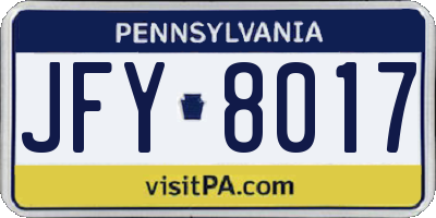 PA license plate JFY8017
