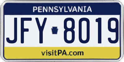 PA license plate JFY8019