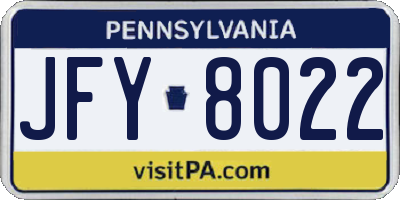 PA license plate JFY8022