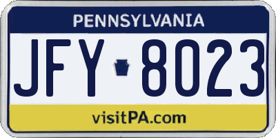 PA license plate JFY8023