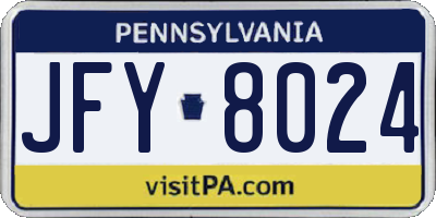 PA license plate JFY8024