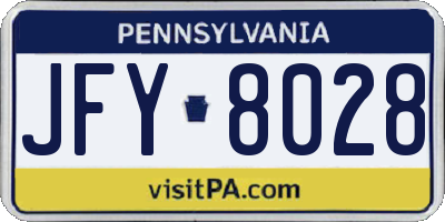 PA license plate JFY8028